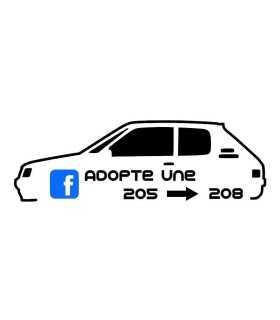 Stickers  Groupe Adopte une 205 à 208 Version 205 GTI)