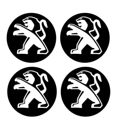 4 Stickers Centres de jante Diam.68mm + Logo Peugeot