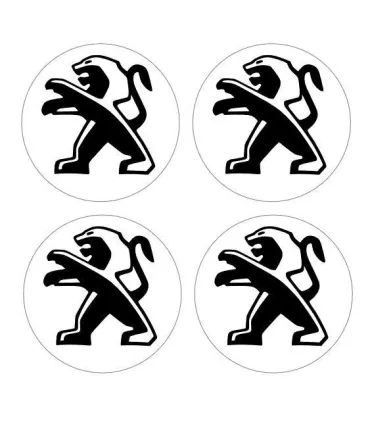4 Stickers Centres de jante Diam.68mm + Logo Peugeot
