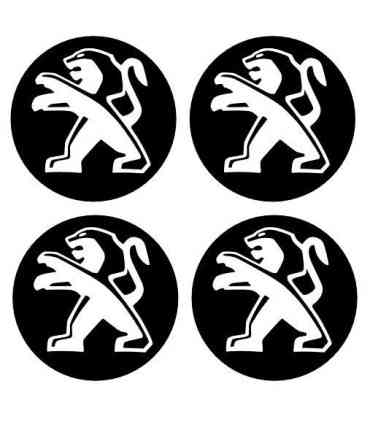 4 Stickers Centres de jante Diam.68mm + Logo Peugeot
