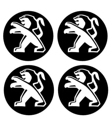 4 Stickers Centres de jante Diam.68mm + Logo Peugeot