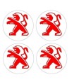 4 Stickers de jante Diam. 44mm + Logo Peugeot