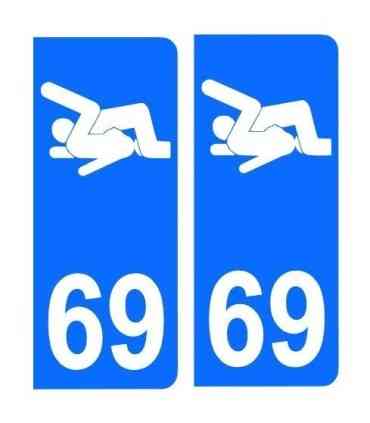 Stickers PLAQUE IMMATRICULATION 69 X2