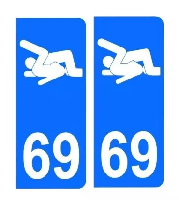 Stickers PLAQUE IMMATRICULATION 69 X2