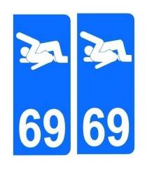 Stickers PLAQUE IMMATRICULATION 69 X2