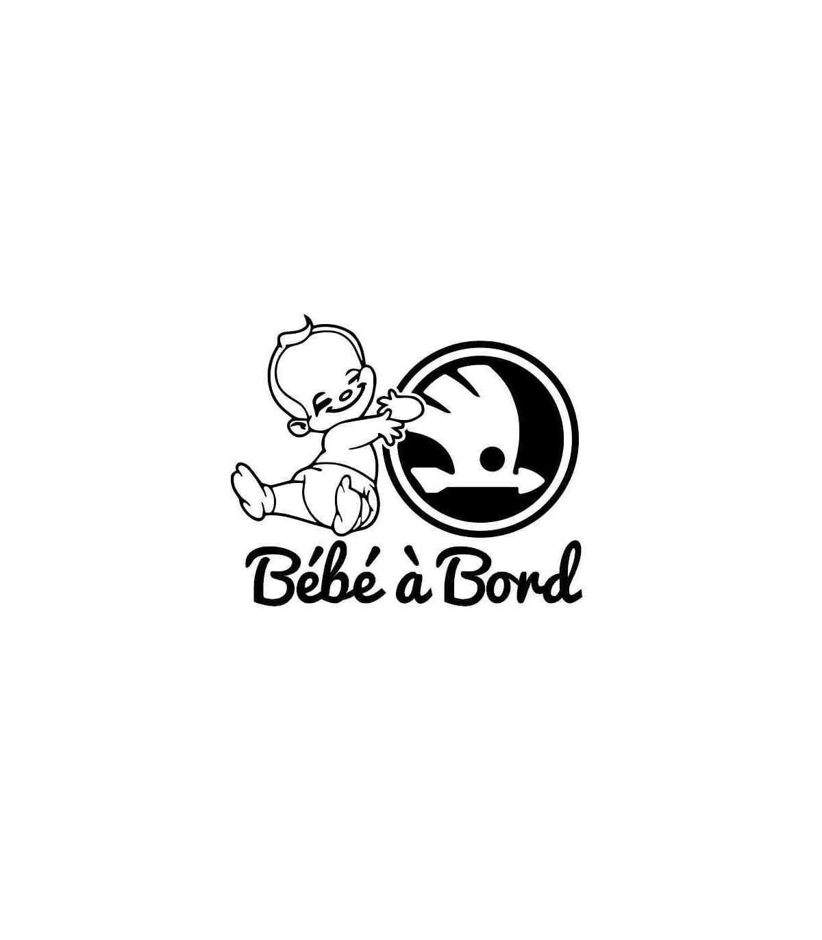 Autocollant "Bébé à Bord" Skod - 15x15 Cm, Vinyle Résistant Extérieur, Pose Facile, Durée 5-8 Ans - Gris