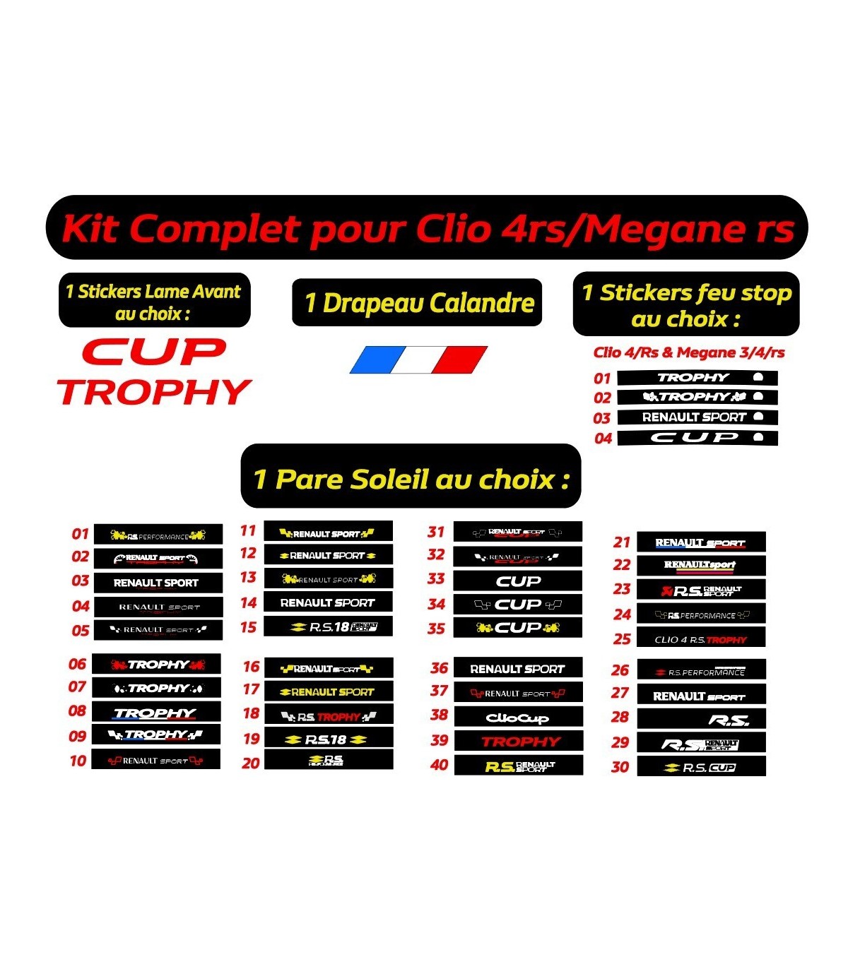 Renault Megane Cup Kit autocollant complet