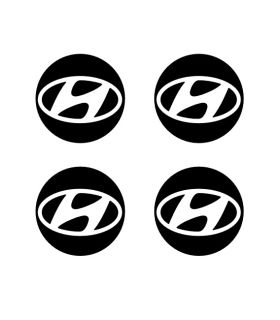 4 Stickers de jante Diam.63mm + Logo Hyundai