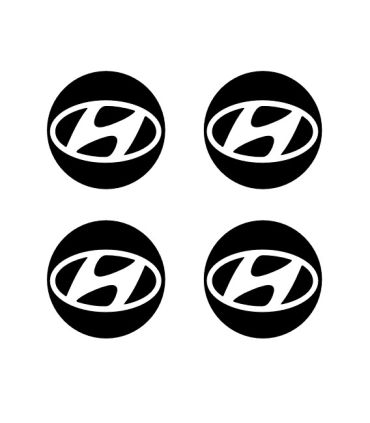 4 Stickers de jante Diam.63mm + Logo Hyundai