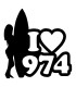 Stickers I LOVE 974 RÉUNION  SURF