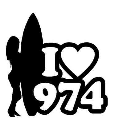 Stickers I LOVE 974 RÉUNION  SURF