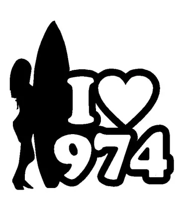 Stickers I LOVE 974 RÉUNION  SURF